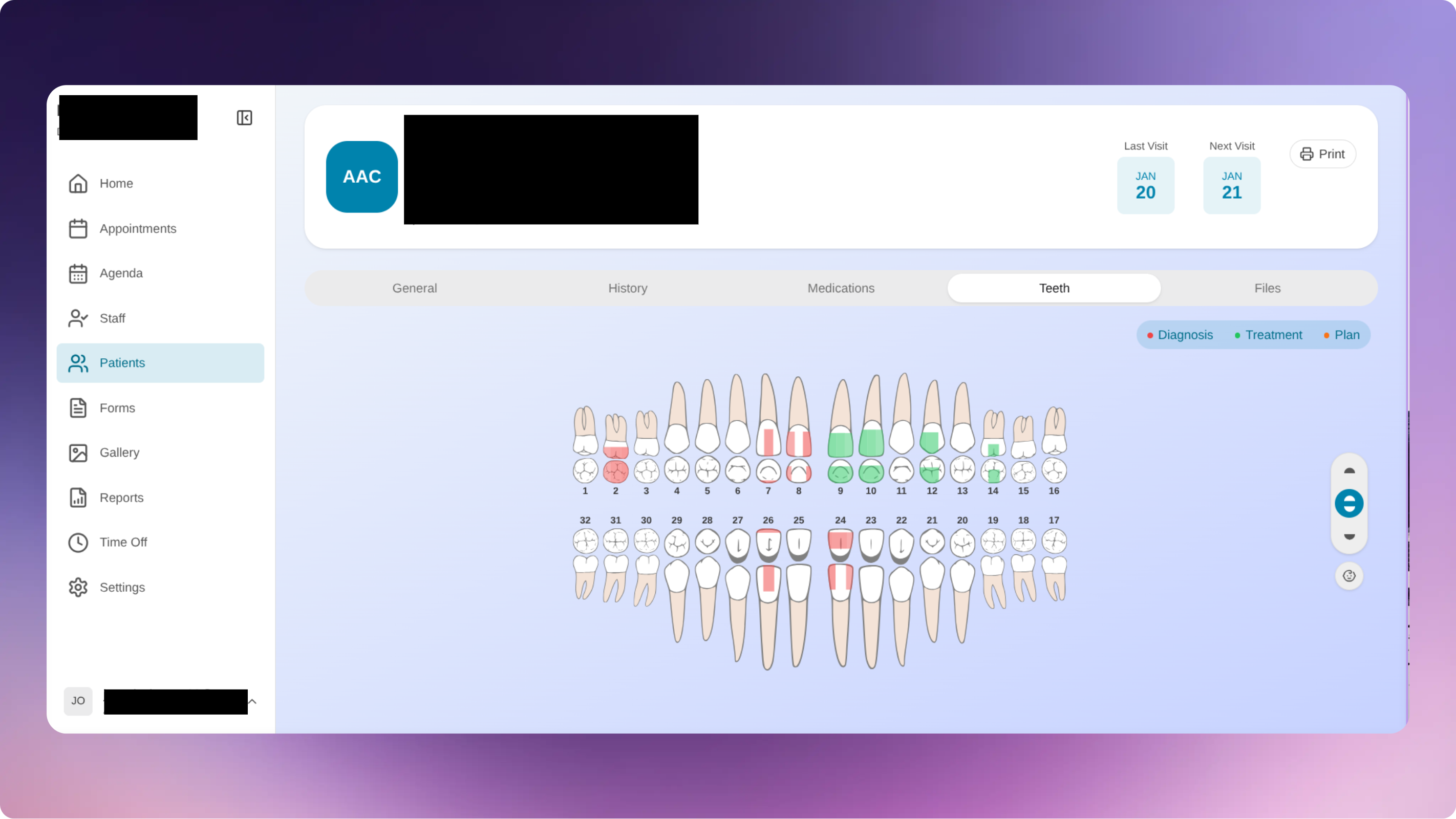 Odontus appointment management interface
